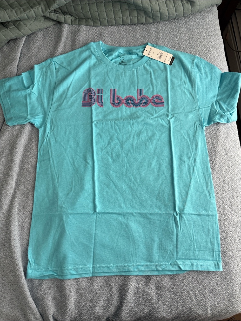 Bi Babe Graphic Tee - Aqua Short Sleeve Top